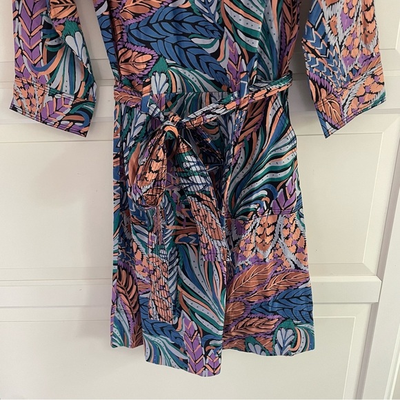 New! Banjanan Irene Multicolor Floral Print Belted Waist Mini Dress 27011 - Picture 5 of 12